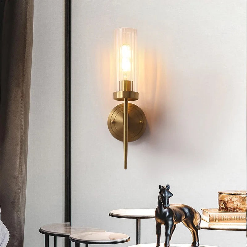 Modern Glass Brass Wall Sconce Light