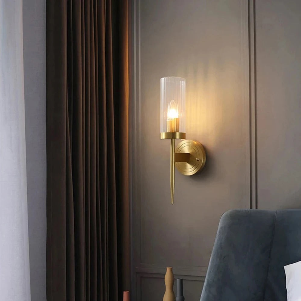 Modern Glass Brass Wall Sconce Light